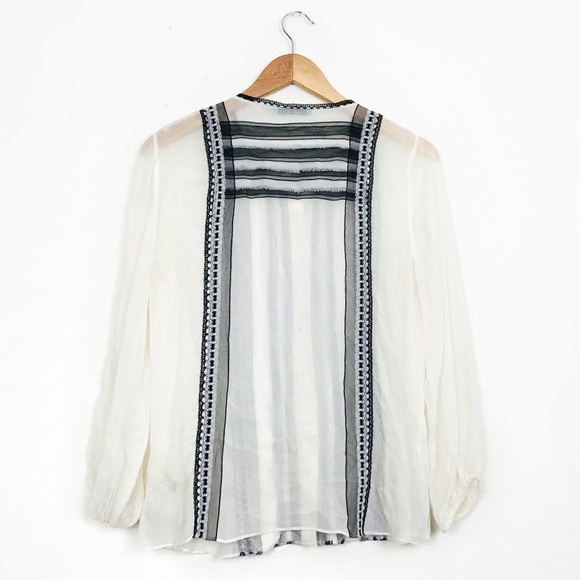 Alice + Olivia Sheer Silk Lace Button Up Blouse - Picture 5 of 10